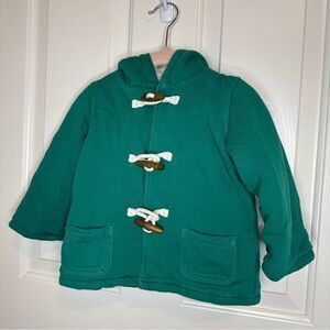 Baby Boden Kelly Green Jersey Duffle Jacket Sz 12-18M Preppy Minimalist Comfy